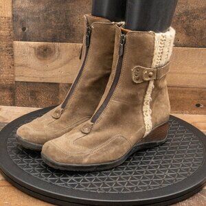 AQUATALIA WOMENS BOOTS PULL ON ZIP UP BROWN SUEDE OUTDOOR CASUAL SIZE 8.5